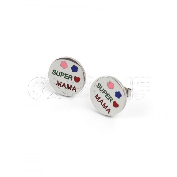 Brincos em aço Mama, mãe