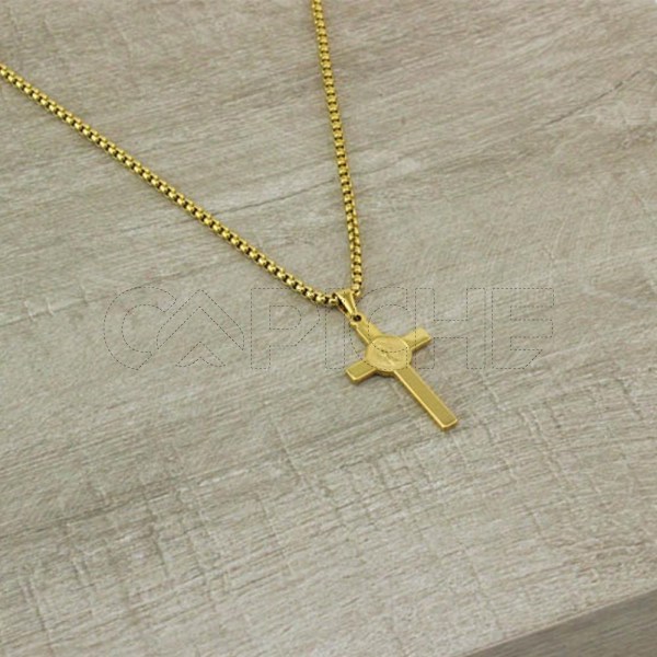 Colar em aço Cruz São Bento