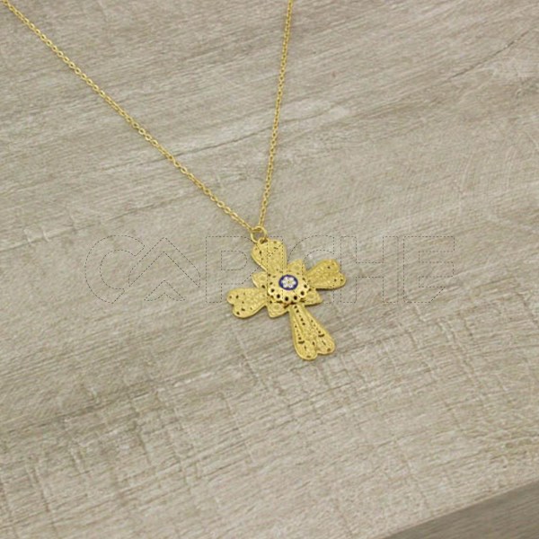 Colar em aço Cruz Filigrana