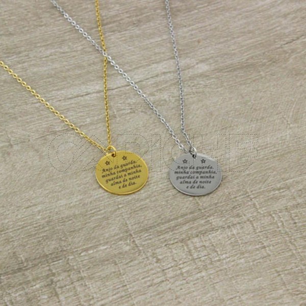 Colar em aço Medalha Anjo da Guarda