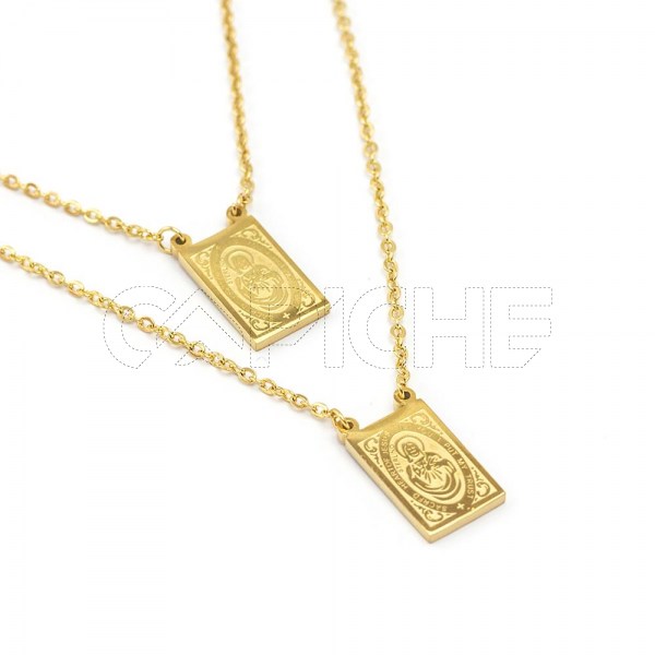 Escapulário em aço Dourado Jesus