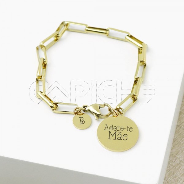 Pulseira em aço gravação dourado