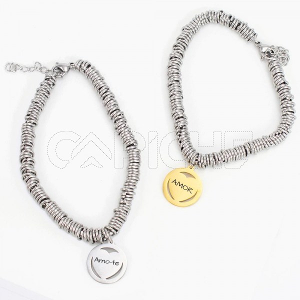 Pulseira em aço Groove Coração