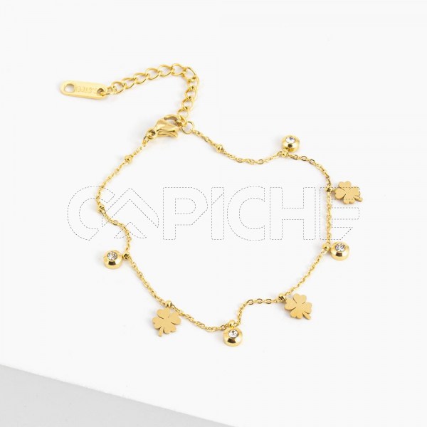 Pulseira em aço Trevos