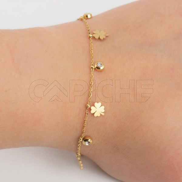Pulseira em aço Trevos