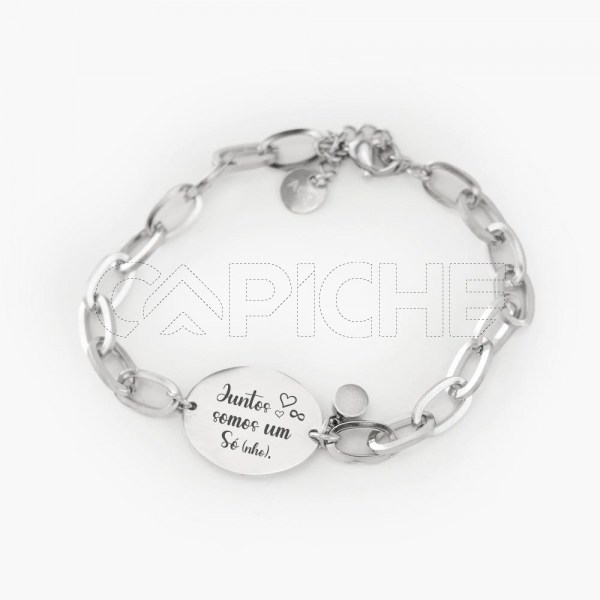 Pulseira em aço Ovalgroove prateado