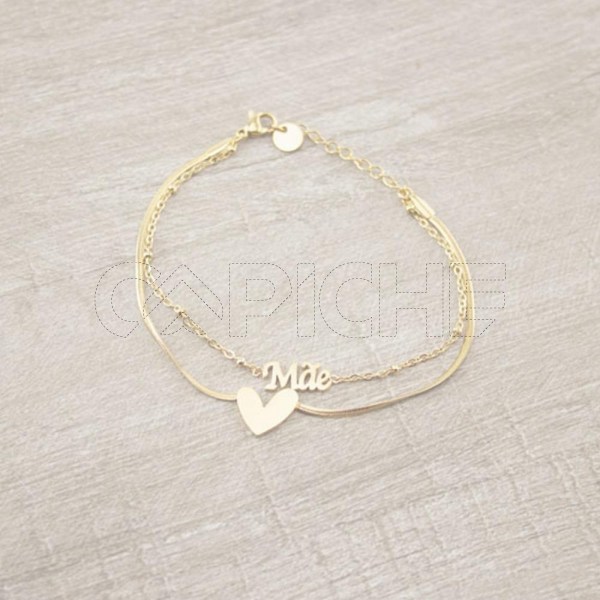 Pulseira em aço Mãe dourada