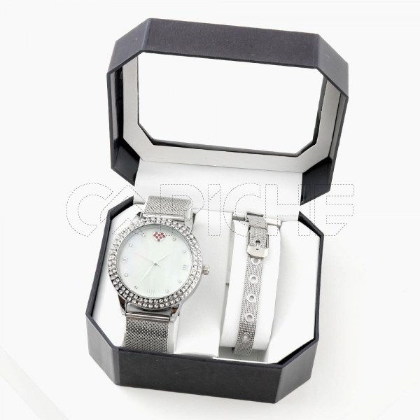Relógio Amorito com pulseira prata