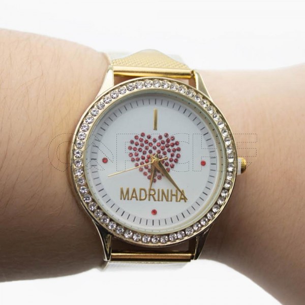 Relógio em aço Madrinha Dourado