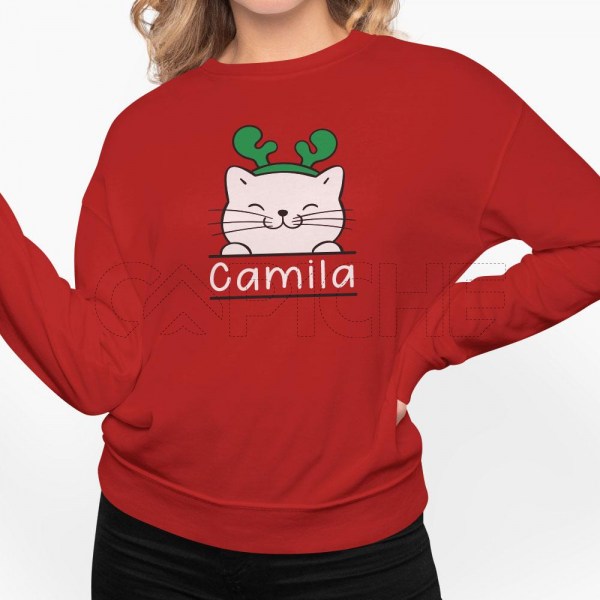 Sweater sem Capuz Gatinho Natalício Personalizável