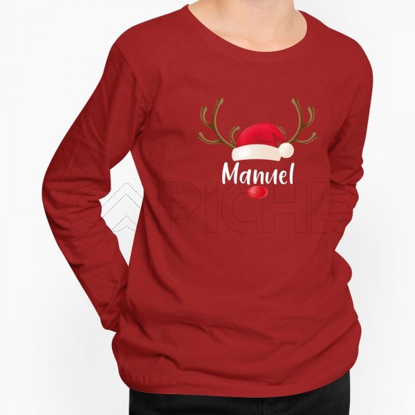 Sweater sem Capuz Criança Rena com Gorro Personalizável
