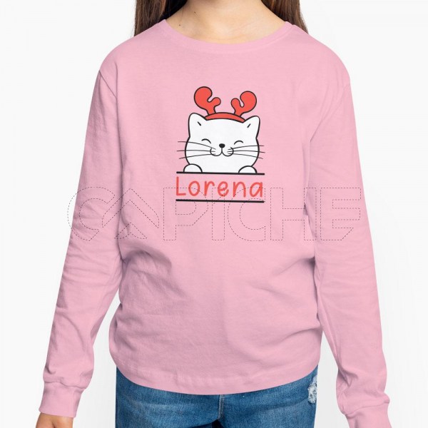 Sweater sem Capuz Criança Gatinho Natalício Personalizável