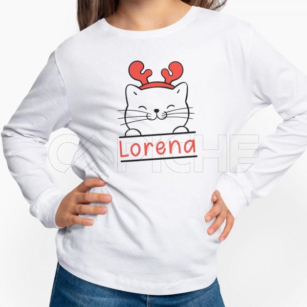 Sweater sem Capuz Criança Gatinho Natalício Personalizável