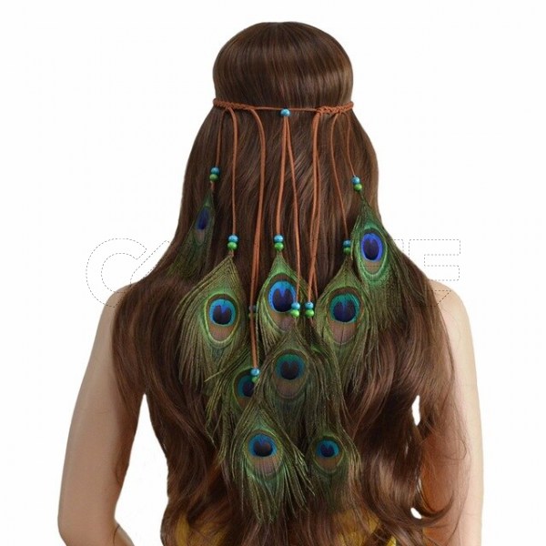 Fita/ Boho de cabelo Pavão