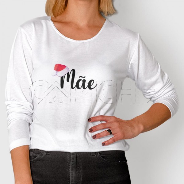 Tshirt Unisex Manga Comprida Gorro Pai Natal Personalizável