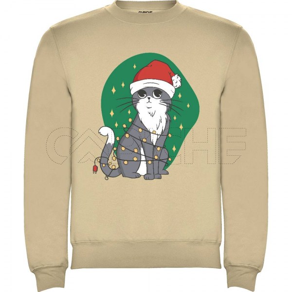 Sweater sem Capuz Criança Gato Natalício