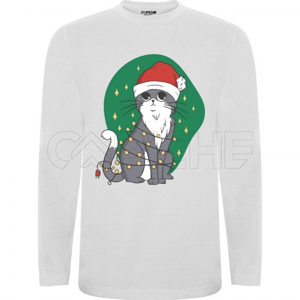 Sweater sem Capuz Criança Gato Natalício