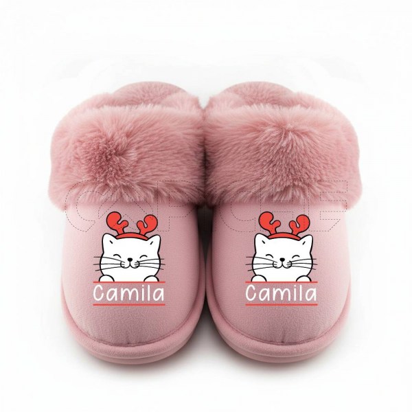 Chinelo Personalizado Pelúcia Gato