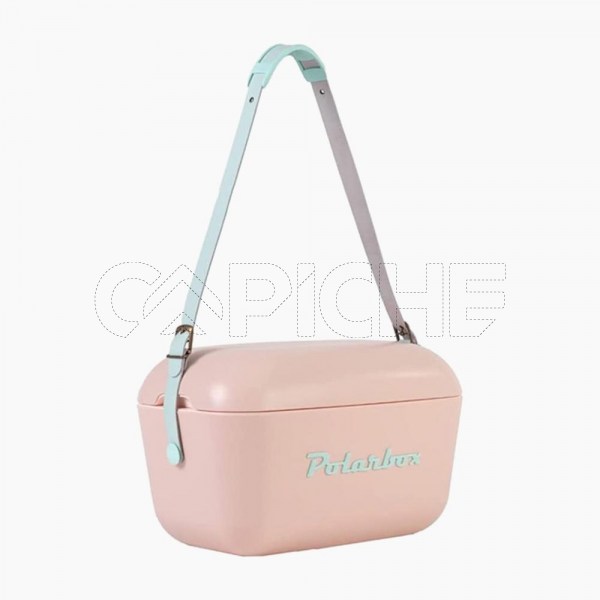 Mala Térmica Polarbox 20L Rosa - Alça Verde Água