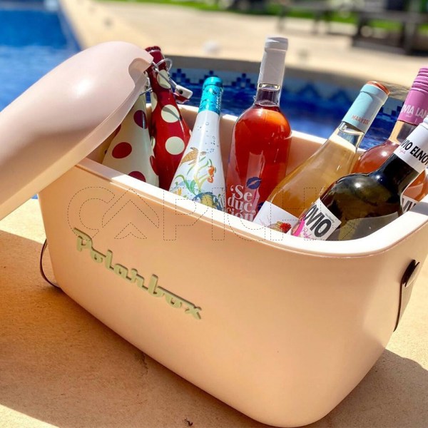 Mala Térmica Polarbox 20L Rosa - Alça Verde Água