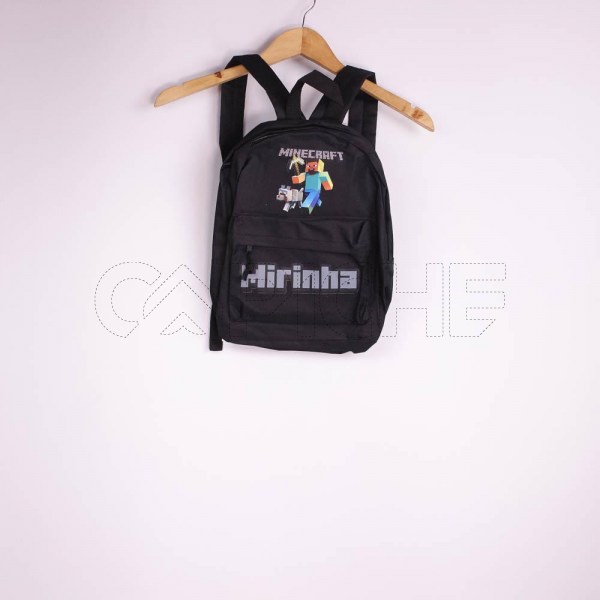 Mochila | Minecraft c/ nome Mirinha | Preta