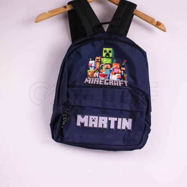 Mochila Escolar Azul Escuro | Minecraft | Martin