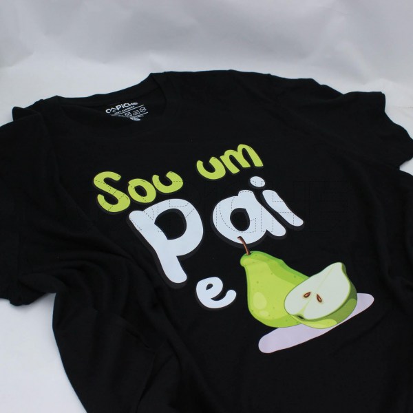 Estampa Impressa T-shirt Unissexo Preta XL