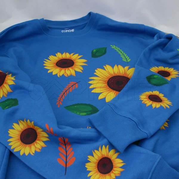 Estampa Impressa Sweater Azul Turquesa L
