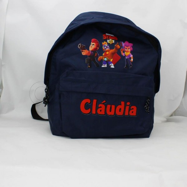 Estampa Impressa Mochila Escolar Azul Escuro Cláudia