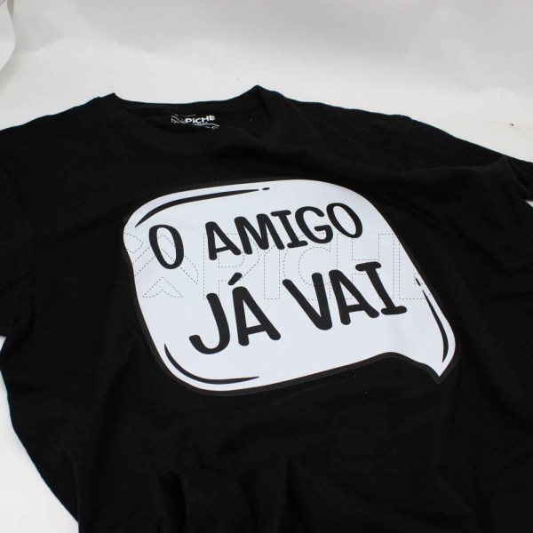 Estampa Impressa T-shirt Unissexo Preta M