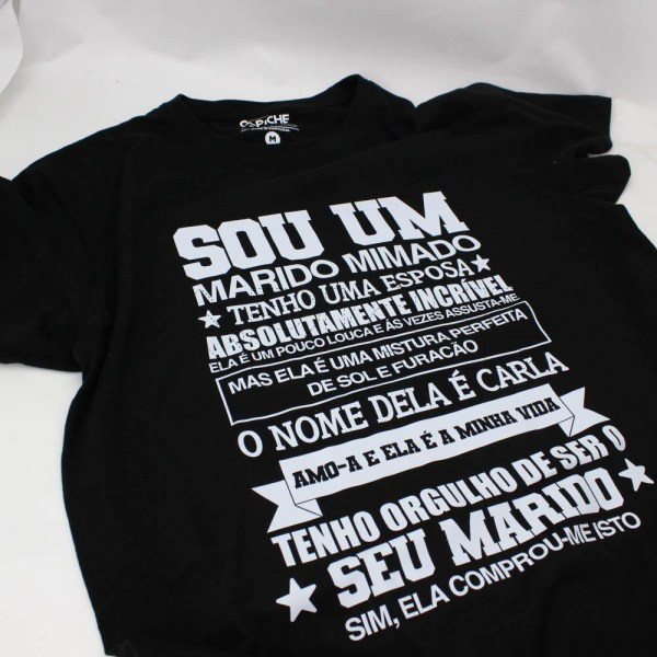 Estampa Impressa T-shirt Unissexo Preta M Carla
