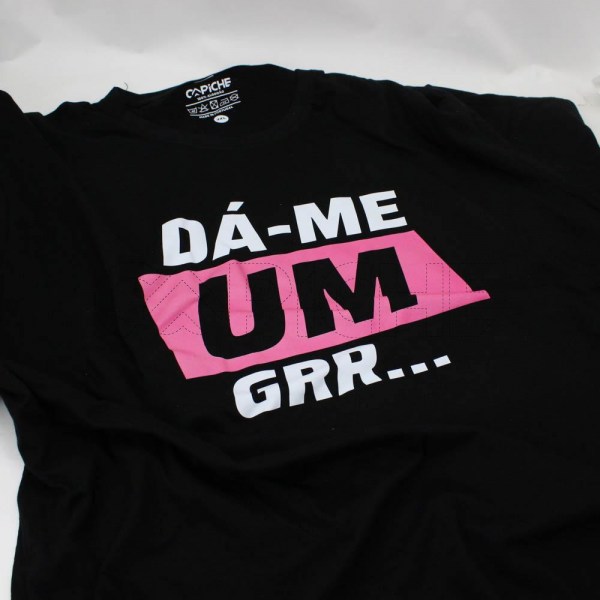 Estampa Impressa T-shirt Unissexo Preta 2XL