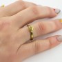 Anel em aço Coração Dourado