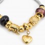 Pulseira em aço de contas coração